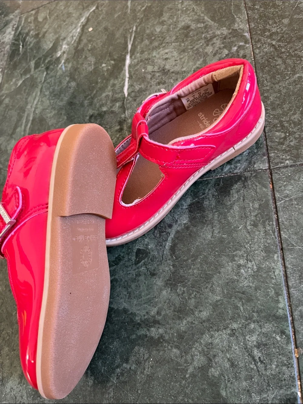 Stride Rite Shiny Red Patent T-Strap Mary Jane Shoes